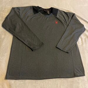 Spyder Active Men's Gray Long Sleeve Athletic‎ T-Shirt XL/TG Pro Web Workout Gym